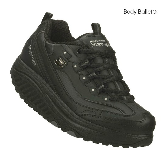 Skechers Shape-Ups Women's 8.5 Shoes Black White Lace-Up Walking Toning  11809